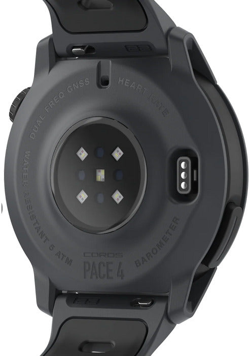 Coros Watch Pace 4 urheilukello, musta silikonirannekkeella
