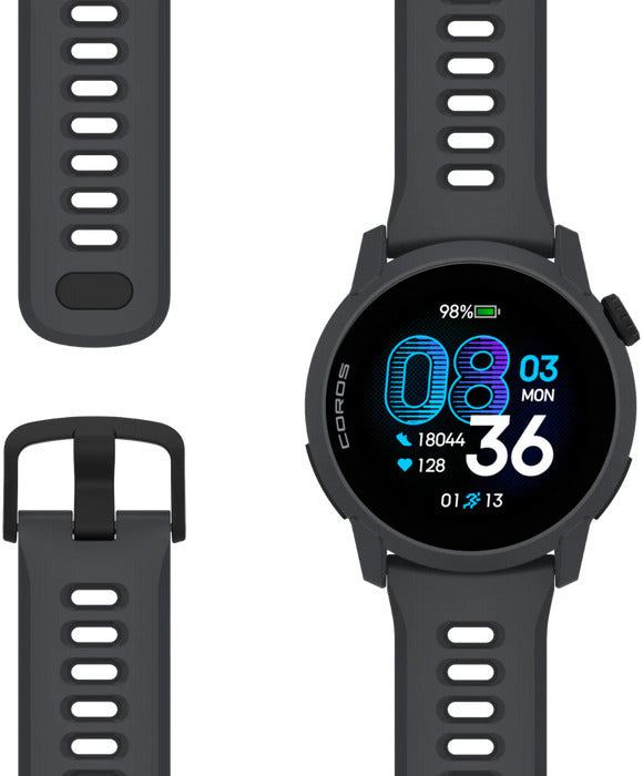 Coros Watch Pace 4 urheilukello, musta silikonirannekkeella