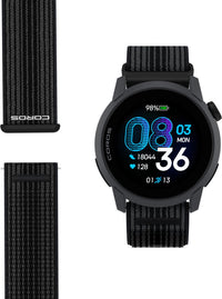 Coros Watch Pace 4 urheilukello, musta nailonrannekkeella