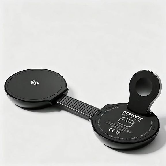 FoneKit Mini 3-in-1 langaton Qi2 25W latausalusta, musta – kuva 4