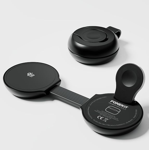 FoneKit Mini 3-in-1 langaton Qi2 25W latausalusta, musta
