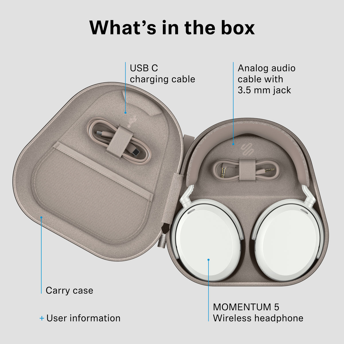 Sennheiser Momentum 5 vastamelukuulokkeet, valkoinen – kuva 9