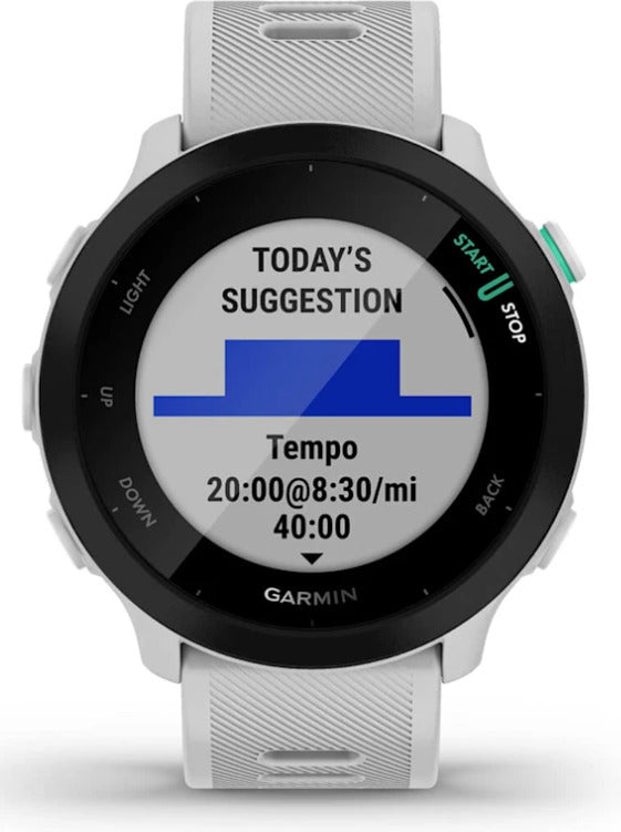 Garmin Forerunner 55 GPS-juoksukello, 42 mm, valkoinen