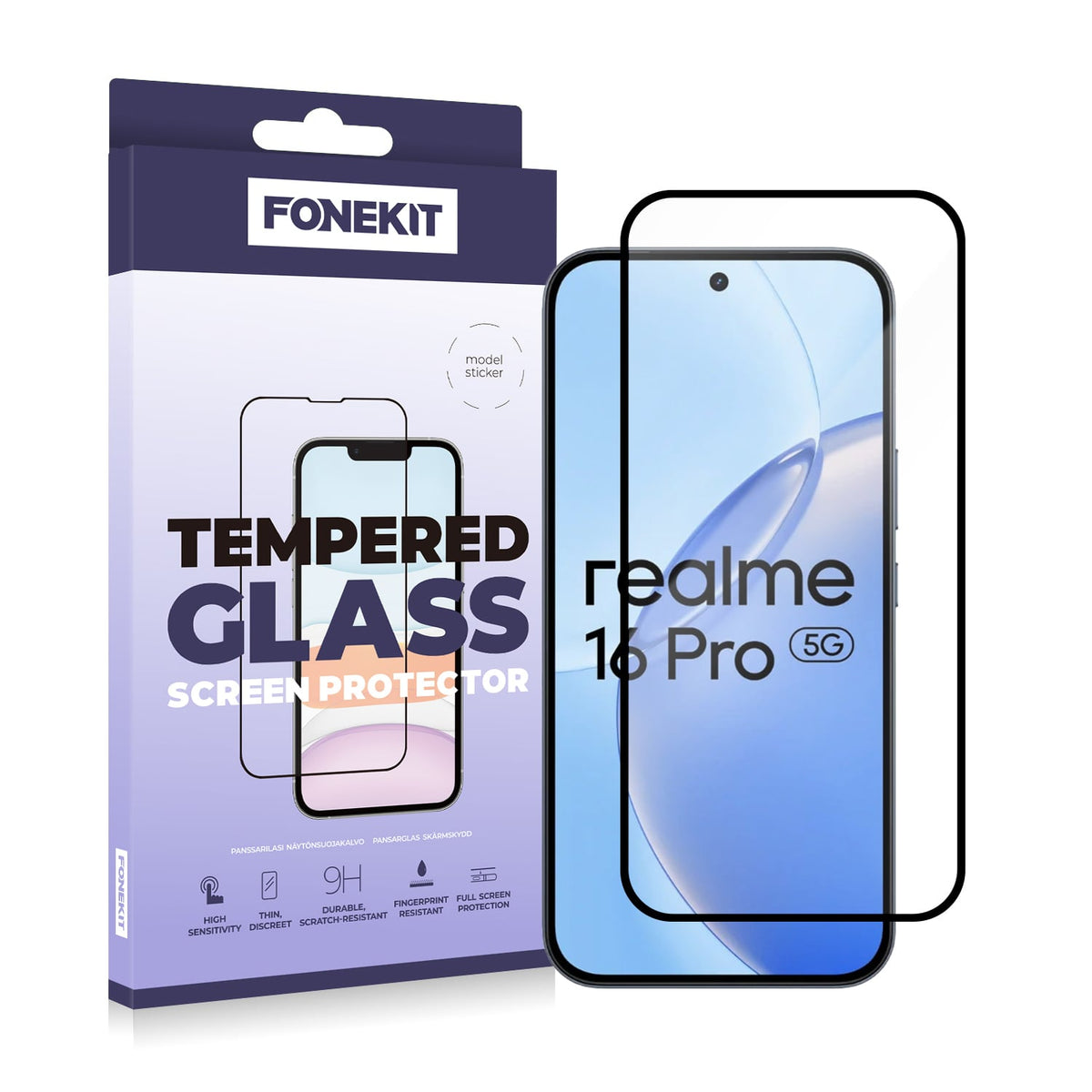 FoneKit Full Cover panssarilasi, Realme 16 Pro 5G