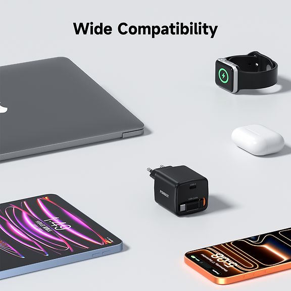 FoneKit GaN PD 65W USB-C laturi sisäänvedettävällä kaapelilla, musta – kuva 11