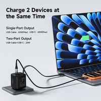 FoneKit GaN PD 65W USB-C laturi sisäänvedettävällä kaapelilla, musta – kuva 8