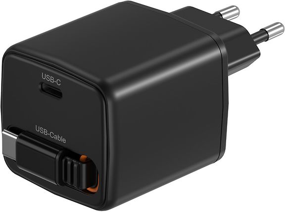 FoneKit GaN PD 65W USB-C laturi sisäänvedettävällä kaapelilla, musta – kuva 5