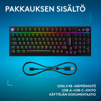 Logitech G316 X 98 pelinäppäimistö, musta – kuva 3