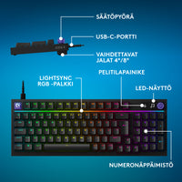 Logitech G316 X 98 pelinäppäimistö, musta – kuva 2