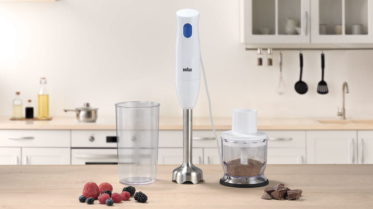 Braun MQ10.201MWH MultiQuick 1 sauvasekoitin ja teholeikkuri, 350 ml, valkoinen – kuva 4