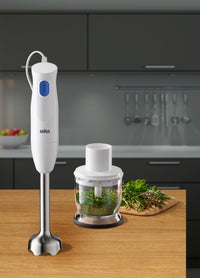 Braun MQ10.201MWH MultiQuick 1 sauvasekoitin ja teholeikkuri, 350 ml, valkoinen – kuva 3