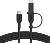 Belkin 2-in-1 USB-C + Lightning kaapeli, musta – kuva 3