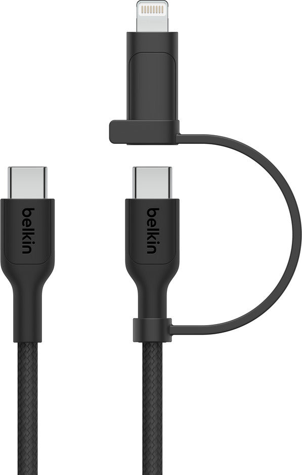 Belkin 2-in-1 USB-C + Lightning kaapeli, musta – kuva 2