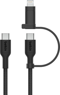 Belkin 2-in-1 USB-C + Lightning kaapeli, musta – kuva 2