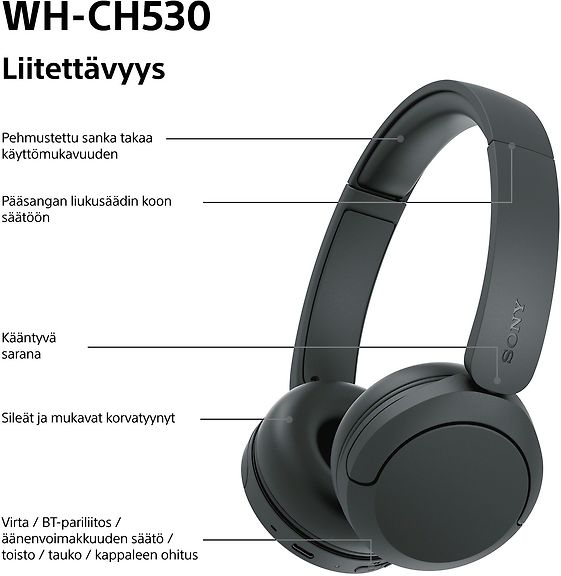 Sony WH-CH530 langattomat sankakuulokkeet, musta – kuva 8