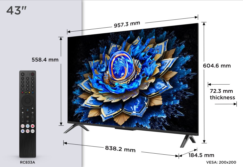 TCL 43" T69C – 4K QLED Google TV