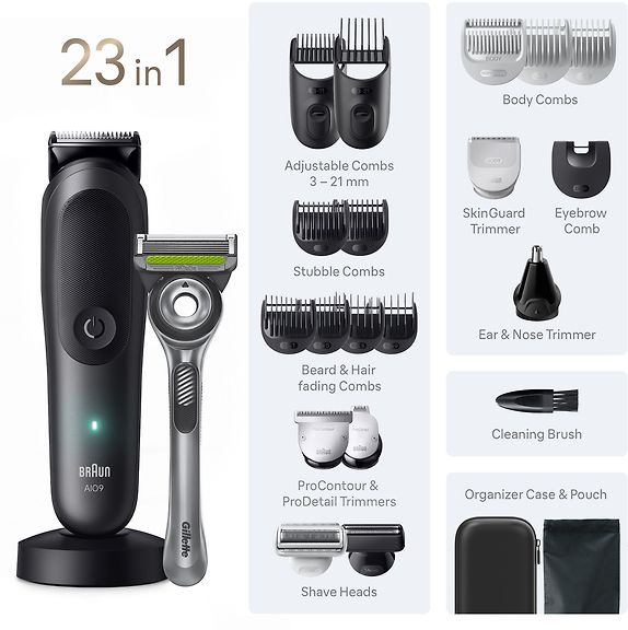 Braun All-in-One Series 9 23in1 parranajosetti, AIO9560, harmaa – kuva 7
