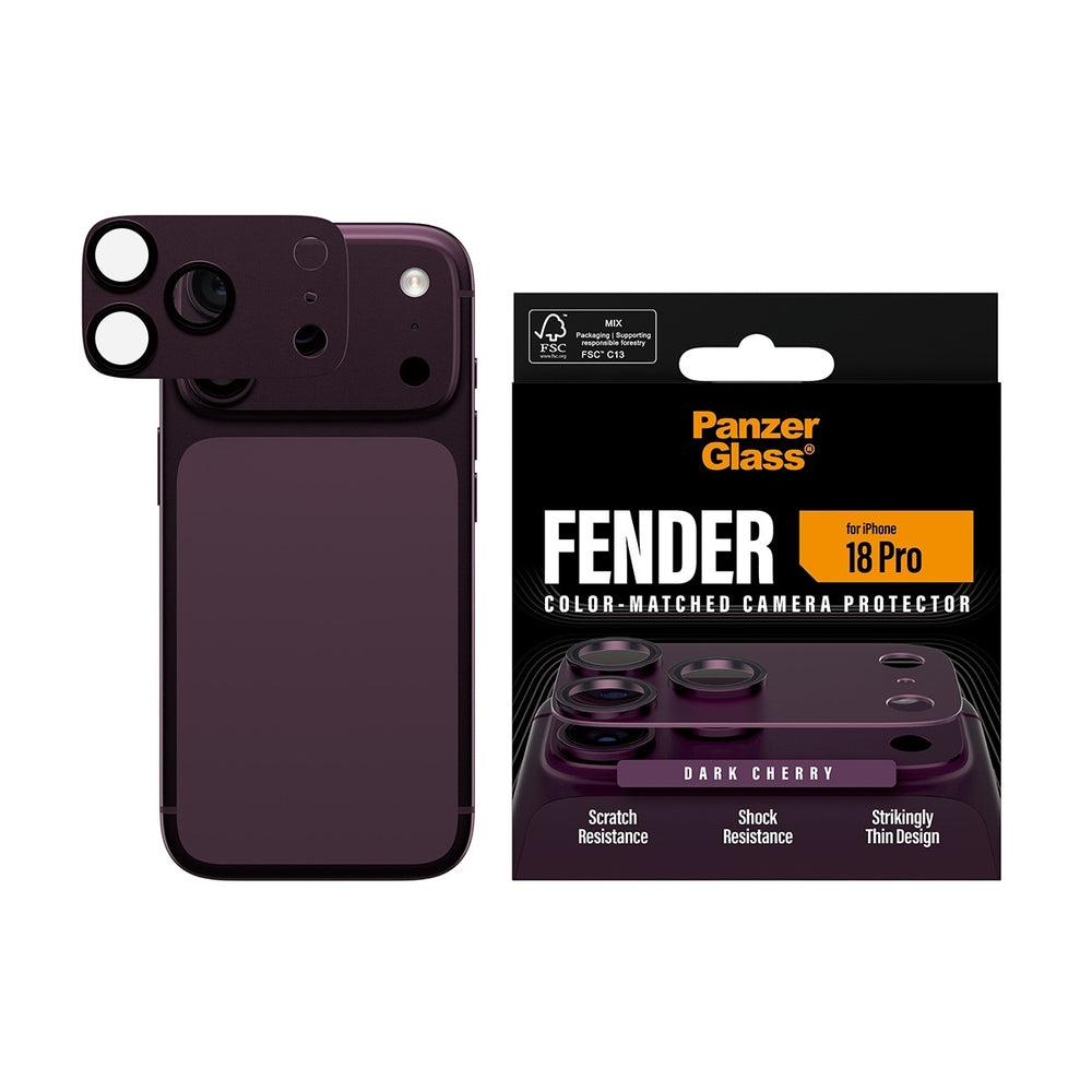 PanzerGlass Fender Dark Cherry kameralinssinsuoja, iPhone 18 Pro – kuva 2