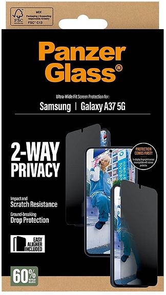 PanzerGlass 2-Way Privacy Ultra-Wide Fit panssarilasi, Samsung Galaxy A37 5G – kuva 2