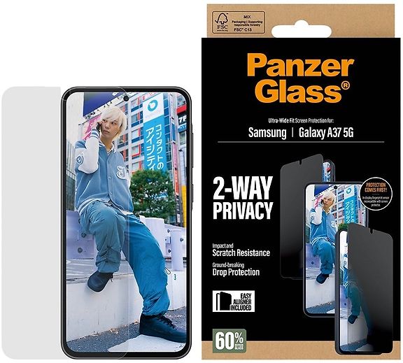 PanzerGlass 2-Way Privacy Ultra-Wide Fit panssarilasi, Samsung Galaxy A37 5G – kuva 1
