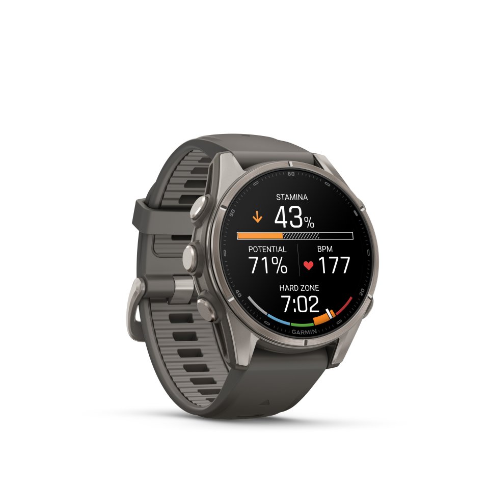 Garmin fenix 9 urheilukello, 43 mm, titaani ja Pebble Gray silikoniranneke