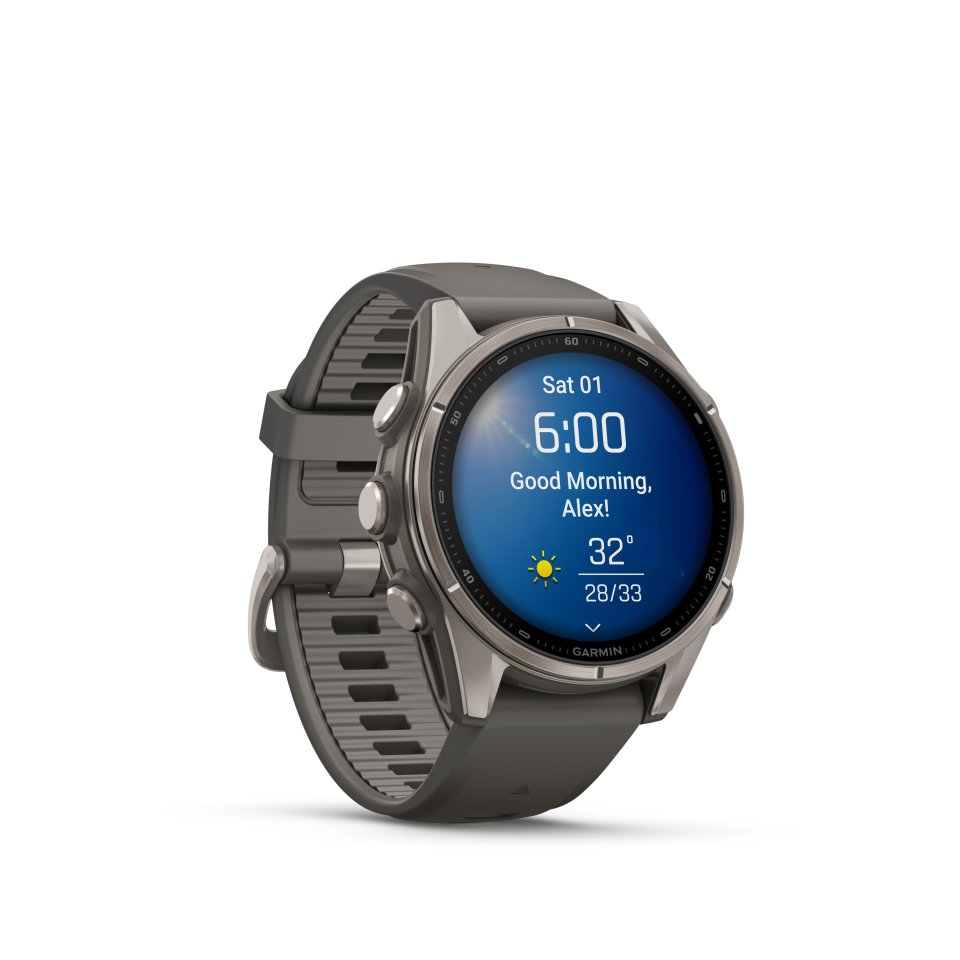 Garmin fenix 9 urheilukello, 43 mm, titaani ja Pebble Gray silikoniranneke