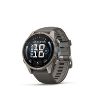 Garmin fenix 9 urheilukello, 43 mm, titaani ja Pebble Gray silikoniranneke