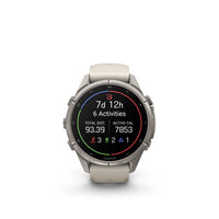 Garmin fenix 9 Pro inReach urheilukello, 43 mm, titaani ja Fog Gray/Dark Sandstone silikoniranneke