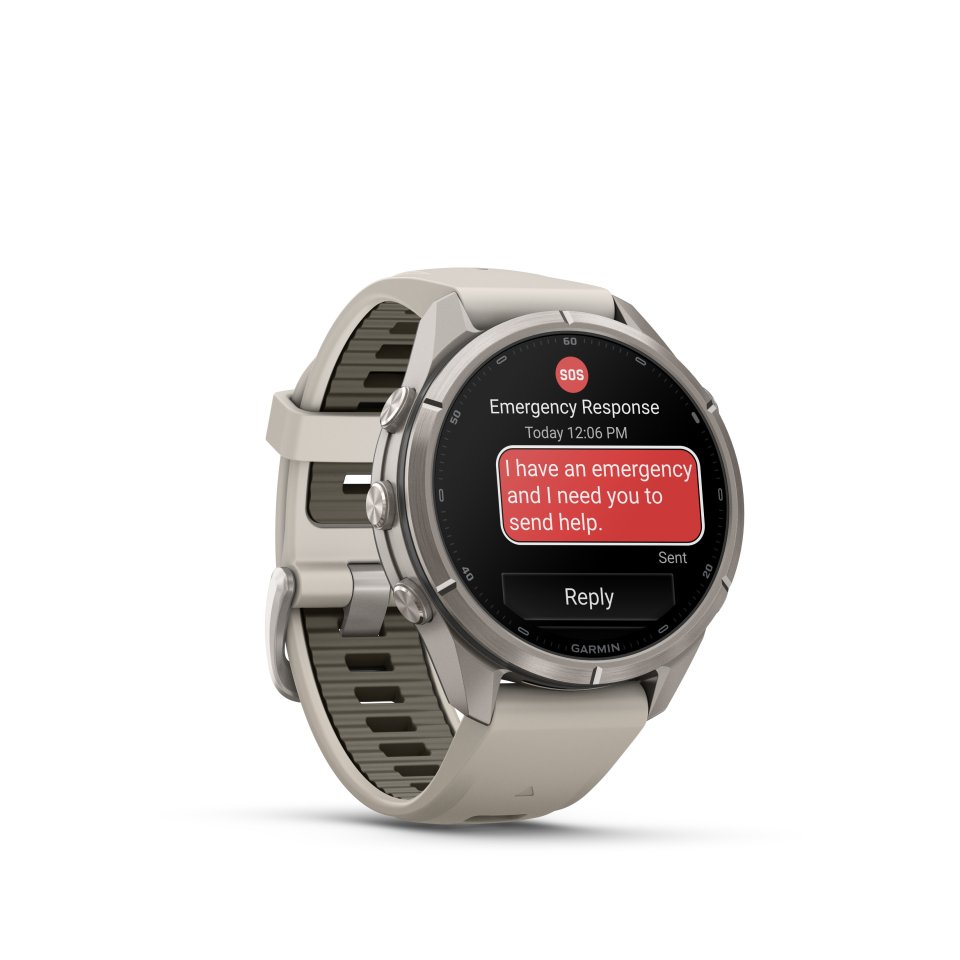 Garmin fenix 9 Pro inReach urheilukello, 43 mm, titaani ja Fog Gray/Dark Sandstone silikoniranneke