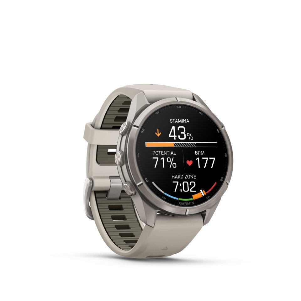 Garmin fenix 9 Pro inReach urheilukello, 43 mm, titaani ja Fog Gray/Dark Sandstone silikoniranneke