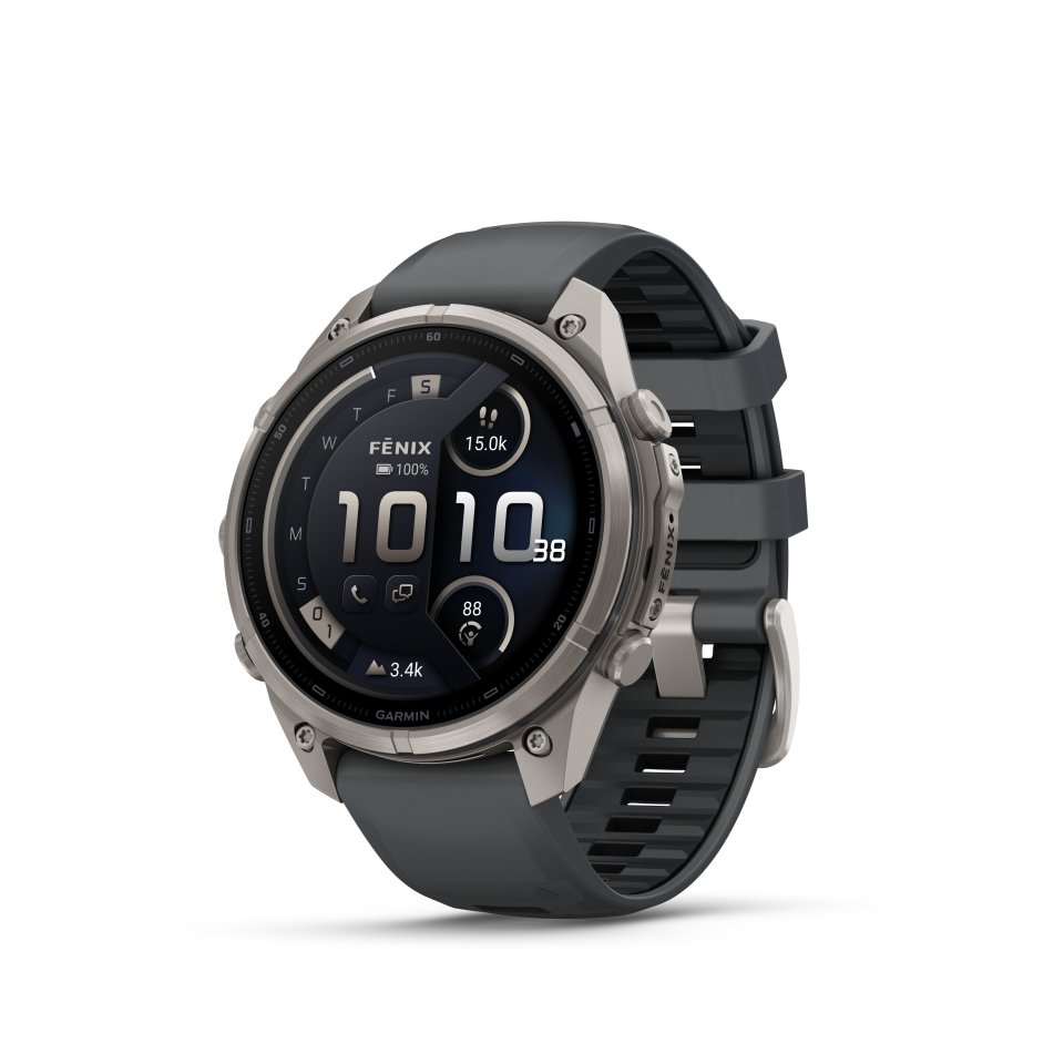 Garmin fenix 9 Pro inReach urheilukello, 47 mm, titaani ja Graphite/Black silikoniranneke