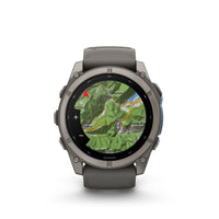 Garmin fenix 9 urheilukello, 51 mm, titaani ja Pebble Gray silikoniranneke