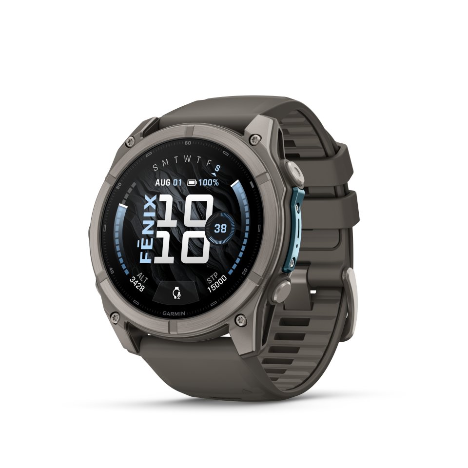 Garmin fenix 9 urheilukello, 51 mm, titaani ja Pebble Gray silikoniranneke