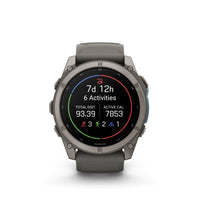 Garmin fenix 9 urheilukello, 51 mm, titaani ja Pebble Gray silikoniranneke