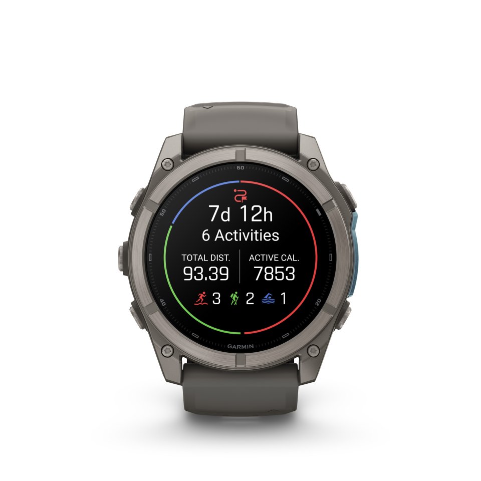 Garmin fenix 9 urheilukello, 51 mm, titaani ja Pebble Gray silikoniranneke