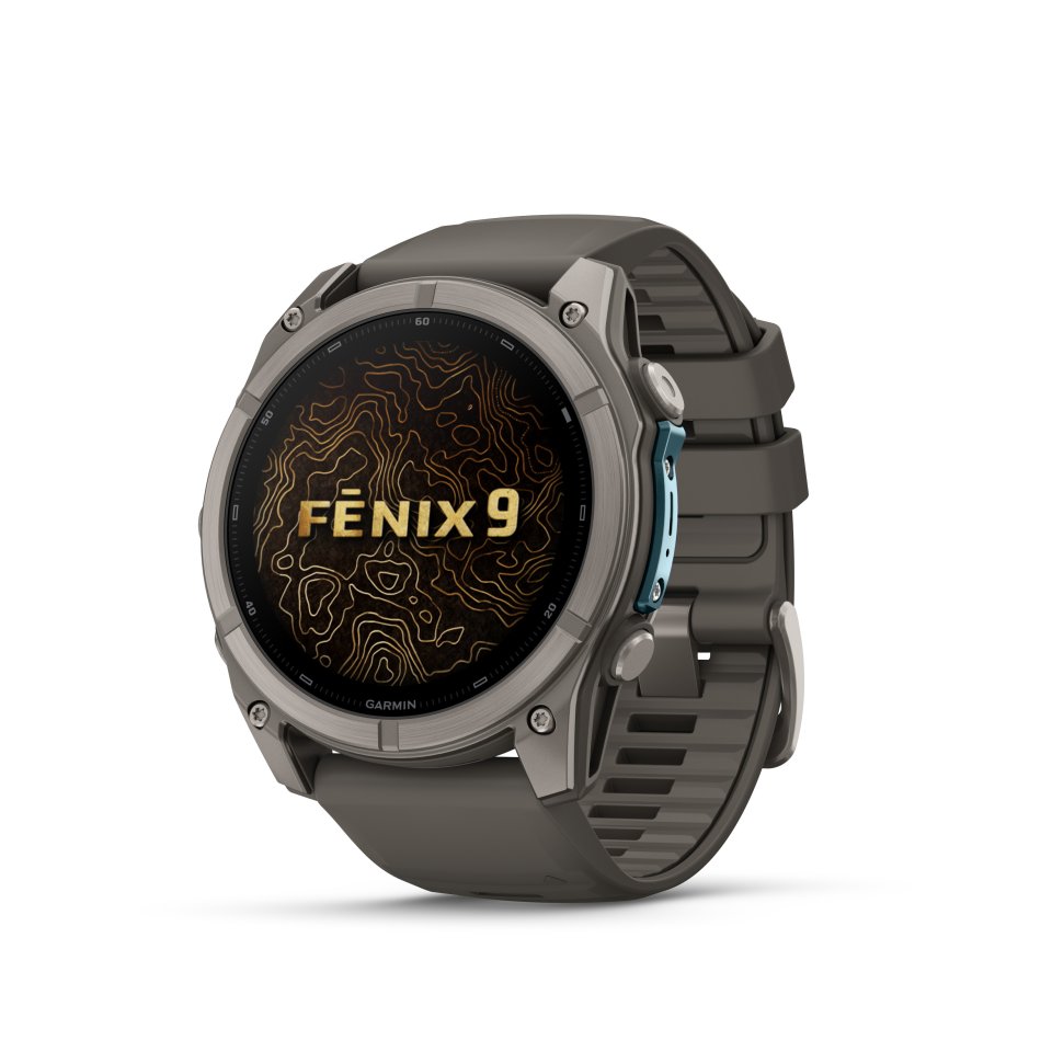Garmin fenix 9 urheilukello, 51 mm, titaani ja Pebble Gray silikoniranneke