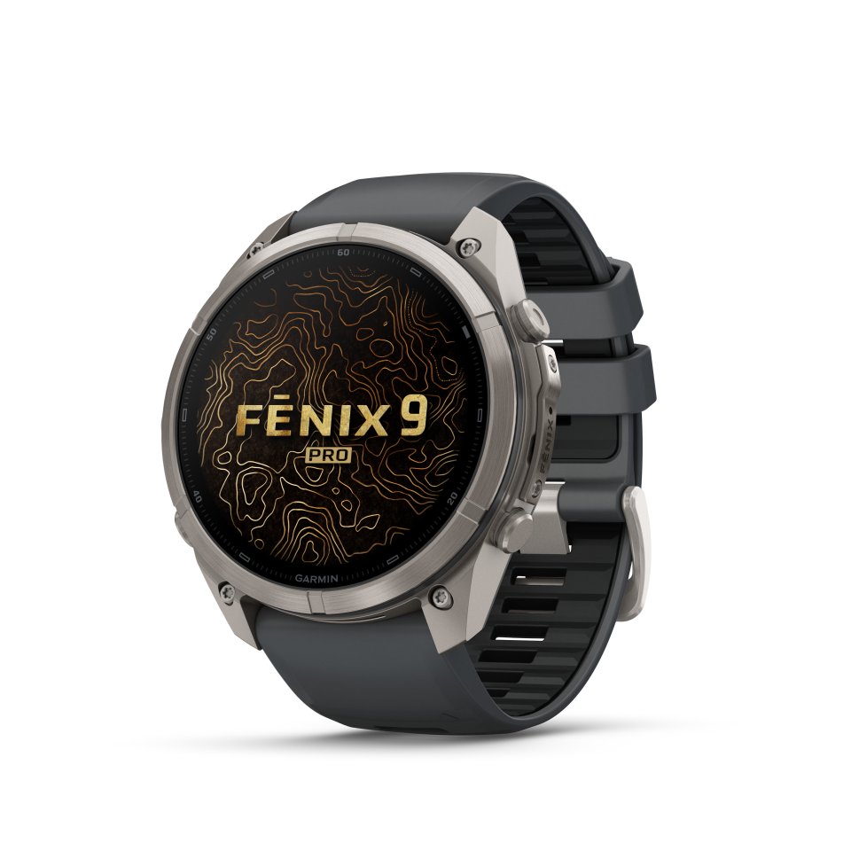 Garmin fenix 9 Pro urheilukello, 51 mm, titaani ja Graphite/Black silikoniranneke