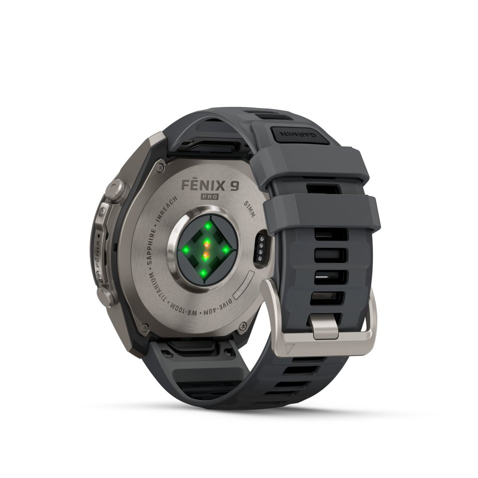 Garmin fenix 9 Pro inReach urheilukello, 51 mm, titaani ja Graphite/Black silikoniranneke