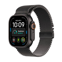 Apple Watch Ultra 4 (GPS + Cellular) 49 mm musta titaanikuori ja musta milanolaisranneke, keskikokoinen