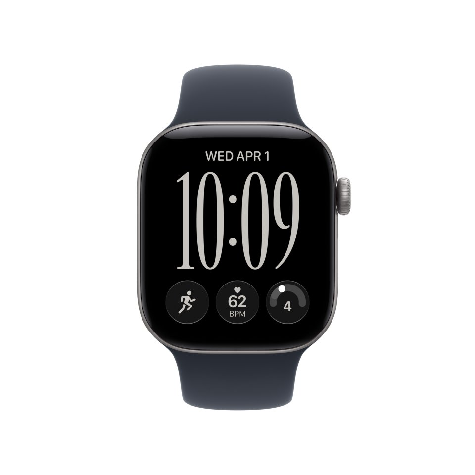 Apple Watch Series 12 (GPS) 42 mm tähtiharmaa alumiinikuori ja musteensininen urheiluranneke, S/M