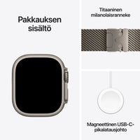 Apple Watch Ultra 4 (GPS + Cellular) 49 mm luonnonvaalea titaanikuori ja luonnonvaalea milanolaisranneke, keskikokoinen