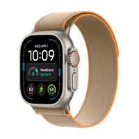 Apple Watch Ultra 4 (GPS + Cellular) 49 mm luonnonvaalea titaanikuori ja hiekka Trail-ranneke, M/L