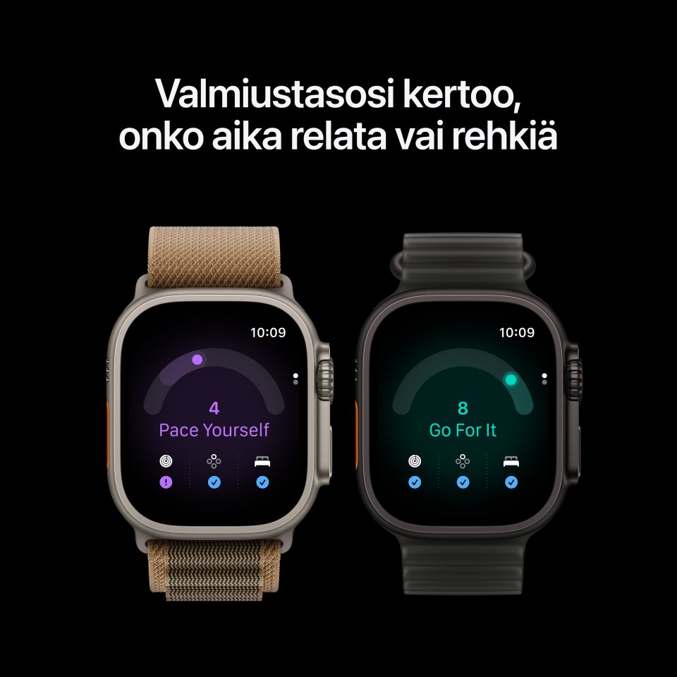Apple Watch Ultra 4 (GPS + Cellular) 49 mm luonnonvaalea titaanikuori ja hiekka Trail-ranneke, M/L