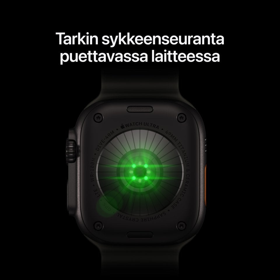 Apple Watch Ultra 4 (GPS + Cellular) 49 mm luonnonvaalea titaanikuori ja hiekka Trail-ranneke, M/L