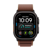 Apple Watch Ultra 4 (GPS + Cellular) 49 mm musta titaanikuori ja viininpunainen Alpine-ranneke, keskikokoinen