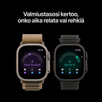 Apple Watch Ultra 4 (GPS + Cellular) 49 mm musta titaanikuori ja viininpunainen Alpine-ranneke, keskikokoinen
