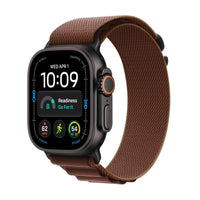 Apple Watch Ultra 4 (GPS + Cellular) 49 mm musta titaanikuori ja viininpunainen Alpine-ranneke, keskikokoinen