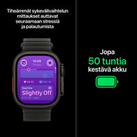 Apple Watch Ultra 4 (GPS + Cellular) 49 mm musta titaanikuori ja viininpunainen Trail-ranneke, M/L