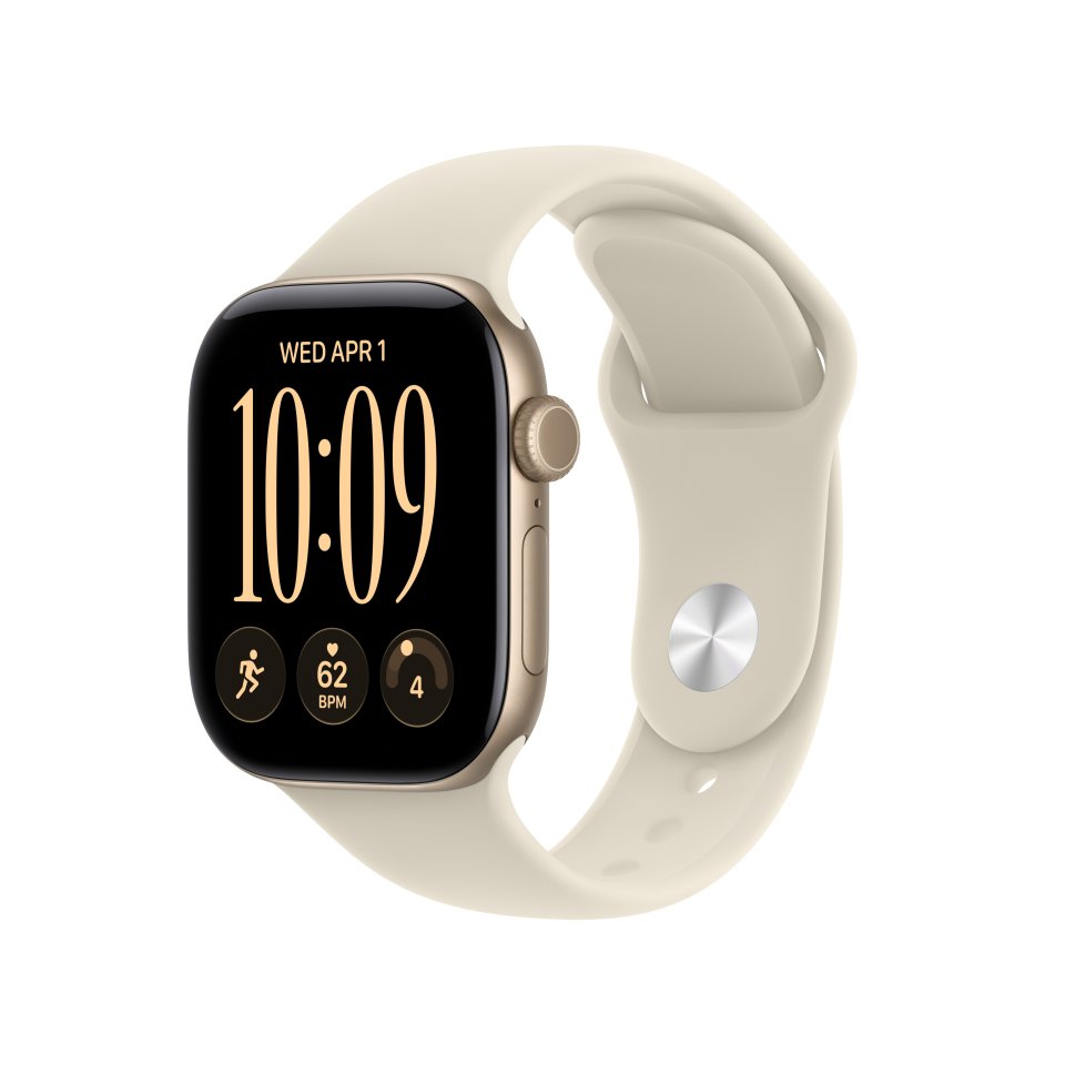 Apple Watch Series 12 (GPS) 42 mm vaalea kulta alumiinikuori ja hiekka urheiluranneke, S/M
