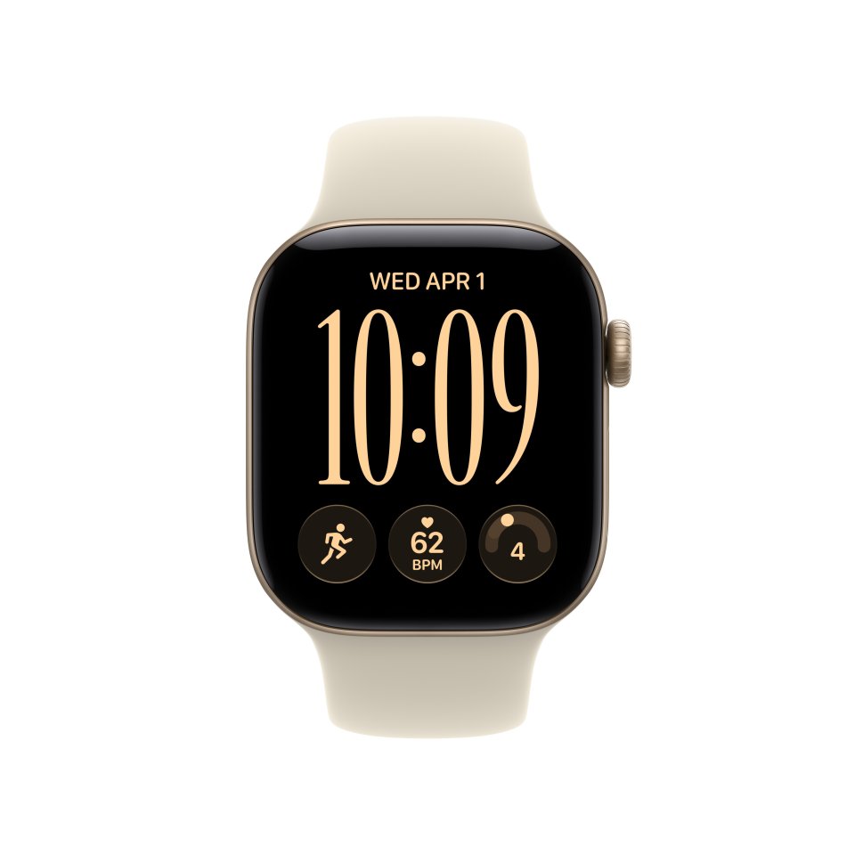 Apple Watch Series 12 (GPS) 42 mm vaalea kulta alumiinikuori ja hiekka urheiluranneke, M/L